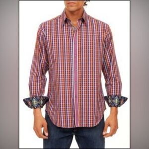 Robert Graham Gingham Check Patterned Button Up Shirt Mens M